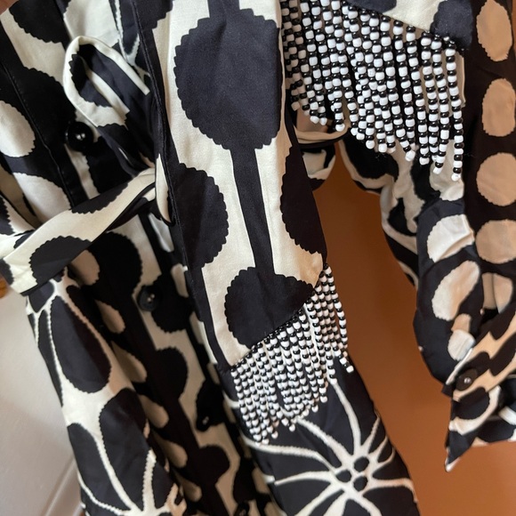 Farm Rio Black Palermo NWT Lenzing Ecovero Viscose Chemise, Sz SM, striking look - Picture 2 of 16